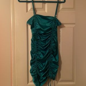 Blue, mini, ruched, dress